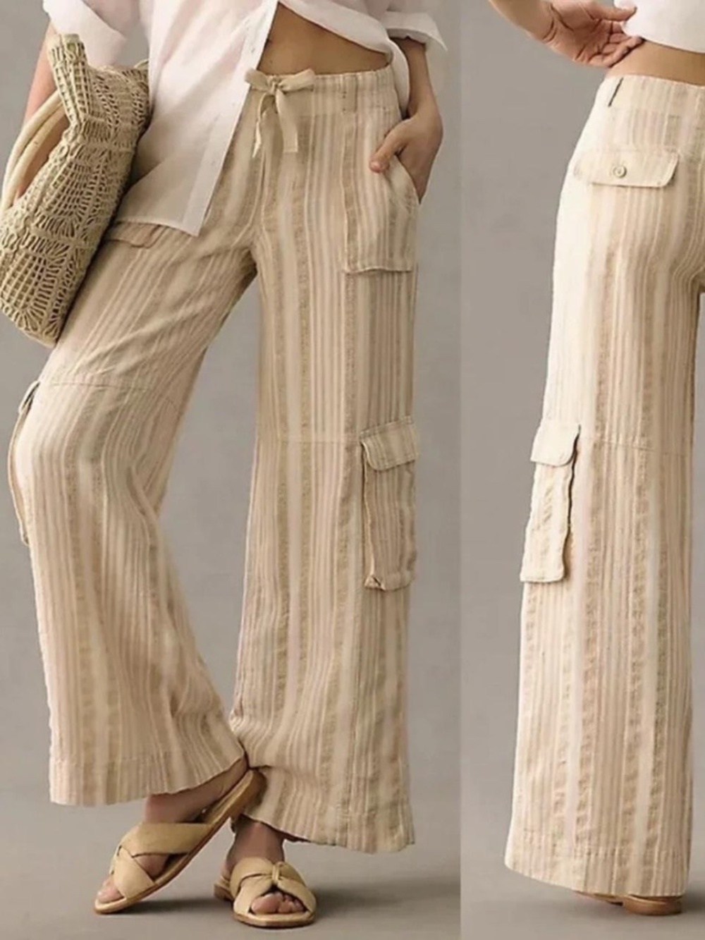 Anthropologie Pilcro Wide-leg Striped Cargo Pants
